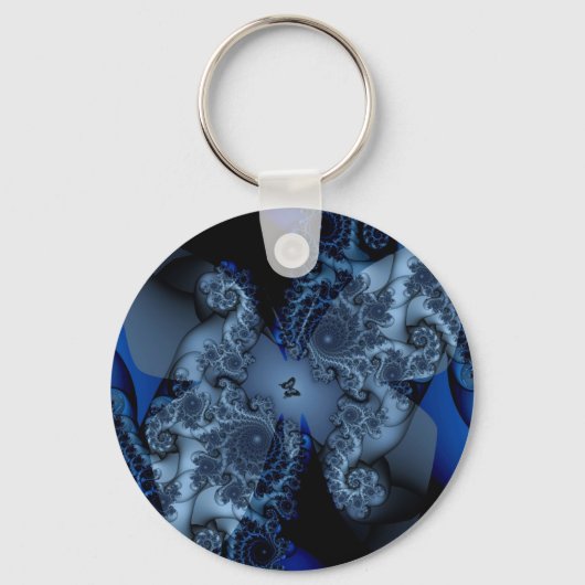 blauwe vlinder fractal sleutelhanger (Voorkant)