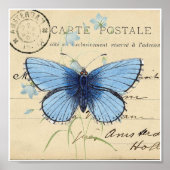  blauwe vlinder Frans Briefkaart Art Print (Voorkant)