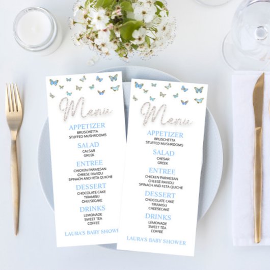 Blauwe vlinder Gedekte Baby showers Menu