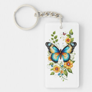 Blauwe Vlinder & Gele Bloemen-45871 Hoodie Sleutelhanger