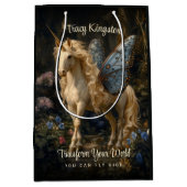 Blauwe Vlinder Gevleugeld Bos Eenhoorn Fantasy Mag Medium Cadeauzakje (Voorkant)