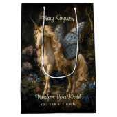 Blauwe Vlinder Gevleugeld Bos Eenhoorn Fantasy Mag Medium Cadeauzakje (Achterkant)