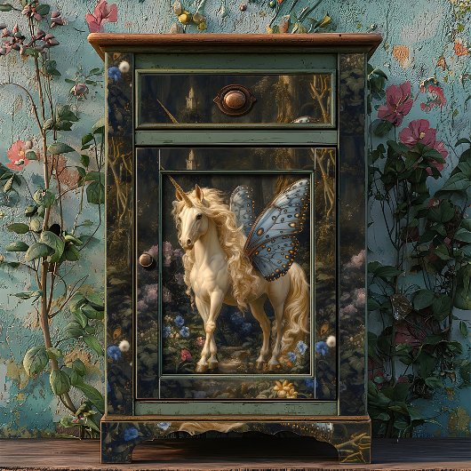 Blauwe vlinder gevleugelde eenhoorn Decoupage Tissuepapier