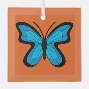 Blauwe Vlinder Glas Ornament