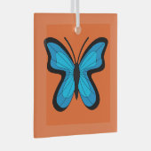 Blauwe vlinder glas ornament (Voorkant Rechts)