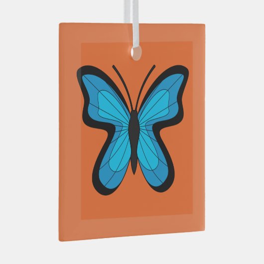 Blauwe vlinder glas ornament (Voorkant Rechts)