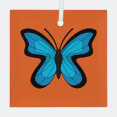 Blauwe vlinder glas ornament (Achterkant)