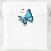 Blauwe vlinder, goed werk, leraar, school ronde sticker (Tas)