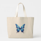 blauwe vlinder grote tote bag (Achterkant)
