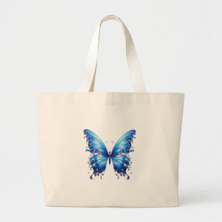 blauwe vlinder grote tote bag