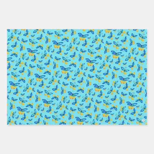 Blauwe vlinder handgetekende Waterverf vlinders Inpakpapier Vel (Voorkant 2)