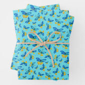 Blauwe vlinder handgetekende Waterverf vlinders Inpakpapier Vel (In situ)