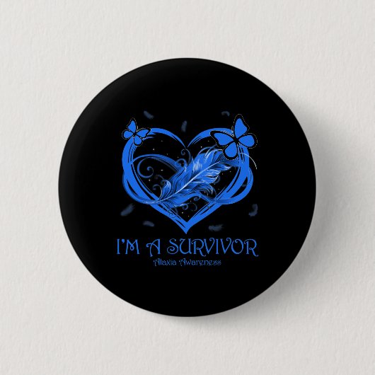 Blauwe Vlinder Hart Ik Ben Een Overlevende Ataxie  Ronde Button 5,7 Cm (Voorkant)