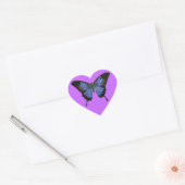 Blauwe vlinder hart vorm Stickers (Envelop)