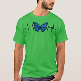 Blauwe vlinder hartslag t-shirt