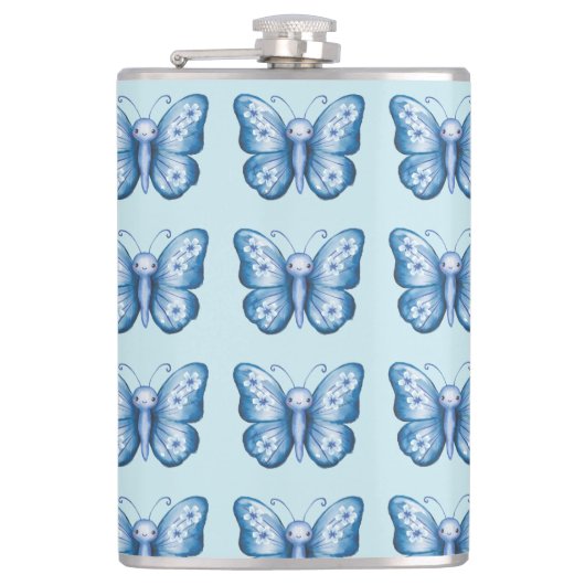 Blauwe vlinder heupfles (Voorkant)