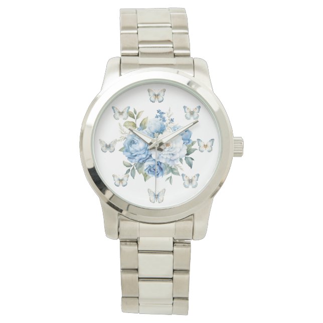 Blauwe vlinder horloge (Voorkant)