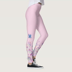 Blauwe vlinder in bloemen leggings