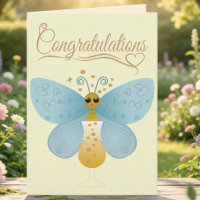 Blauwe Vlinder In Champagneglas Felicitaties