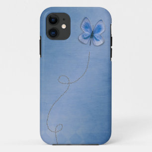Blauwe vlinder in de vlucht Case-Mate iPhone case