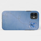 Blauwe vlinder in de vlucht Case-Mate iPhone case (Achterkant (horizontaal))