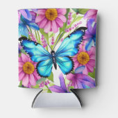 Blauwe vlinder in een gebied met bloemen blikjeskoeler (Voorkant)