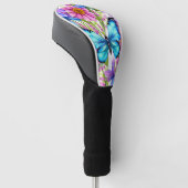 Blauwe vlinder in een gebied met bloemen golfheadcover (Schuin)