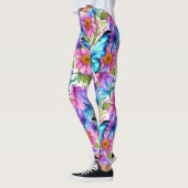 Blauwe vlinder in een gebied met bloemen leggings (Links)