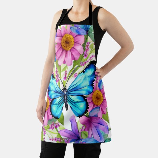 Blauwe vlinder in een gebied met bloemen schort (Insitu)