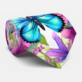 Blauwe vlinder in een gebied met bloemen stropdas (Opgerold)