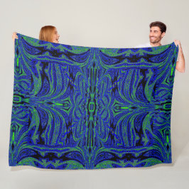 Blauwe Vlinder in Groen Fleece Deken