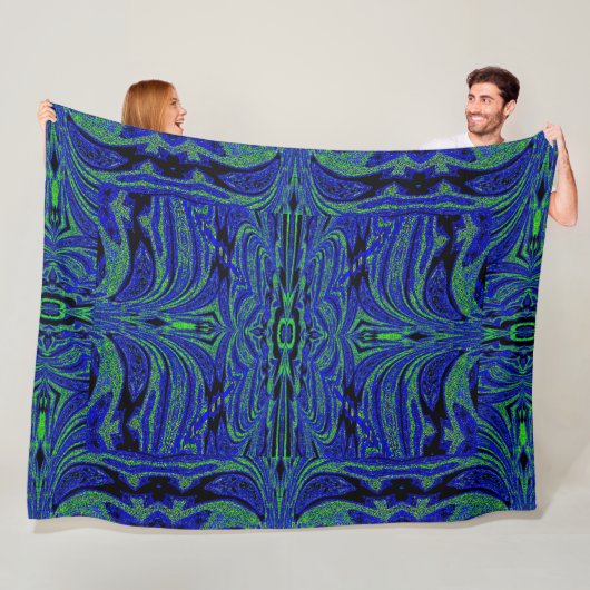 Blauwe Vlinder in Groen Fleece Deken (In situ)