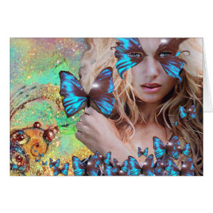 BLAUWE VLINDER IN TEAL GROEN GOUD GLINSTERING