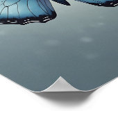 Blauwe vlinder in vlakke minimalistische stijl poster (Hoek)