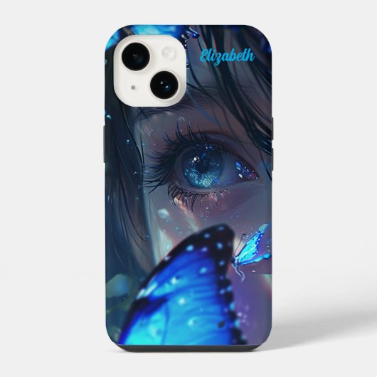 Blauwe Vlinder iPhone Hoesje (Achterkant)