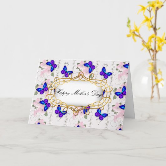 Blauwe vlinder kaart (Gele Bloem)