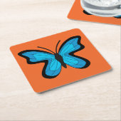 Blauwe vlinder kartonnen onderzetters (Schuin)