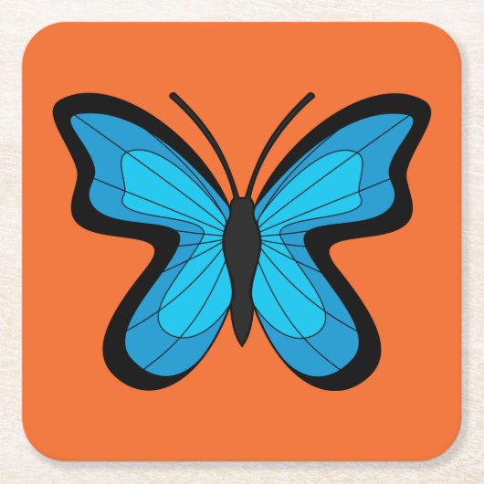Blauwe vlinder kartonnen onderzetters (Voorkant)