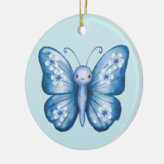 Blauwe vlinder keramisch ornament (Links)