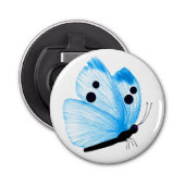 Blauwe vlinder knop flesopener button flesopener (Voorkant)