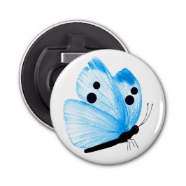 Blauwe vlinder knop flesopener button flesopener
