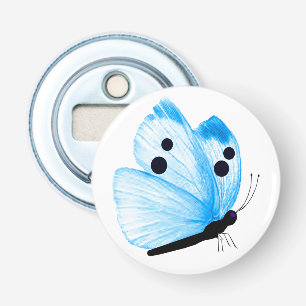 Blauwe vlinder knop flesopener button flesopener