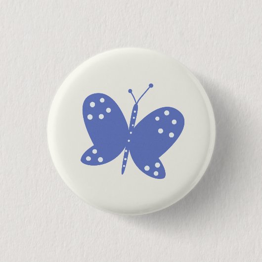 Blauwe Vlinder Knop Ronde Button 3,2 Cm (Voorkant)