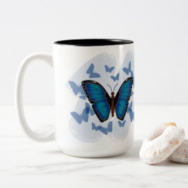 Blauwe Vlinder - Koffiemok Tweekleurige Koffiemok