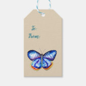 Blauwe vlinder kunst Custom Gift Labels Cadeaulabel (Voorkant)