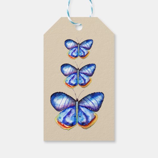 Blauwe vlinder kunst Custom Gift Labels Cadeaulabel (Achterkant)
