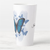 Blauwe Vlinder - Latte Mok (Voorkant)