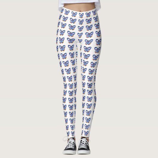 Blauwe vlinder Leggings, M Leggings (Voorkant)