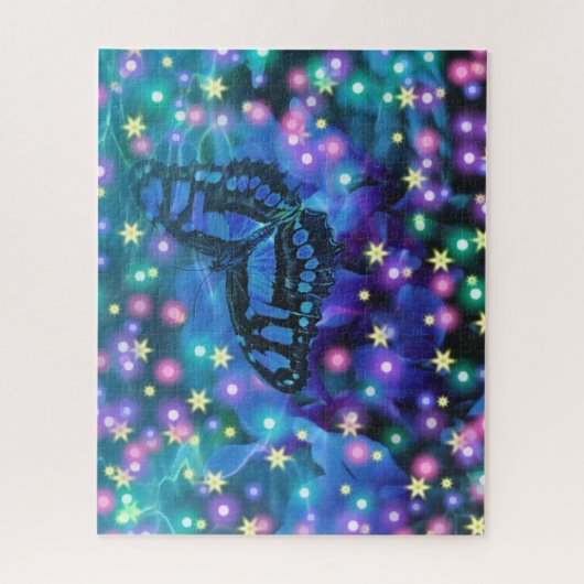 Blauwe vlinder legpuzzel (Verticaal)