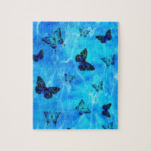 Blauwe vlinder legpuzzel